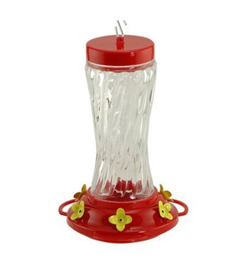 Audubon Clear Glass Optic Swirl Bottle Hummingbird Feeder 16 oz.