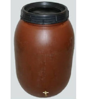 Used Red Poly Barrel with Spigot, 50 gal