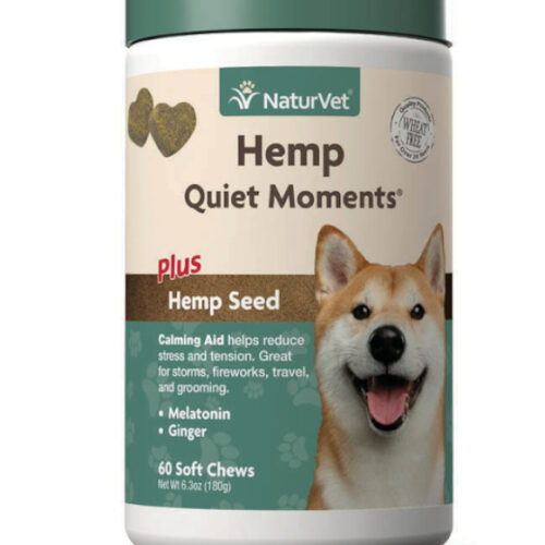 NaturVet, Hemp Quiet Moments Calming Aid Dog Chew, 60 ct