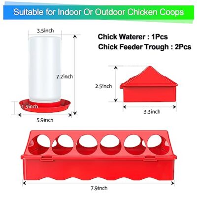 Chick Feeder and Waterer Kit, Chick Feeder Trough and 0.3 Gallon Chick Waterer, No Waste Baby Chick Starter Kit for Chicks, Ducks, and Quail - Image 5