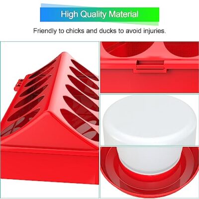 Chick Feeder and Waterer Kit, Chick Feeder Trough and 0.3 Gallon Chick Waterer, No Waste Baby Chick Starter Kit for Chicks, Ducks, and Quail - Image 6