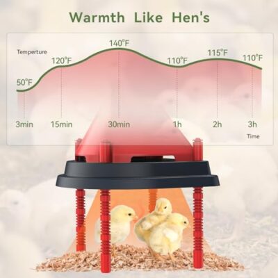 Brooder Heater for Chicks for about 15 Chicks 10" x 10", Easy-cleaning Brooder Plate with Feathers, Anti-roosting Cone Roof Heater Plate with... - Image 2